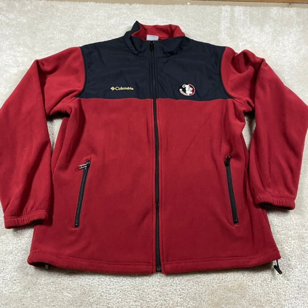 Columbia Florida State Seminoles FSU Fleece Jacket Mens XL Red Black Full Zip